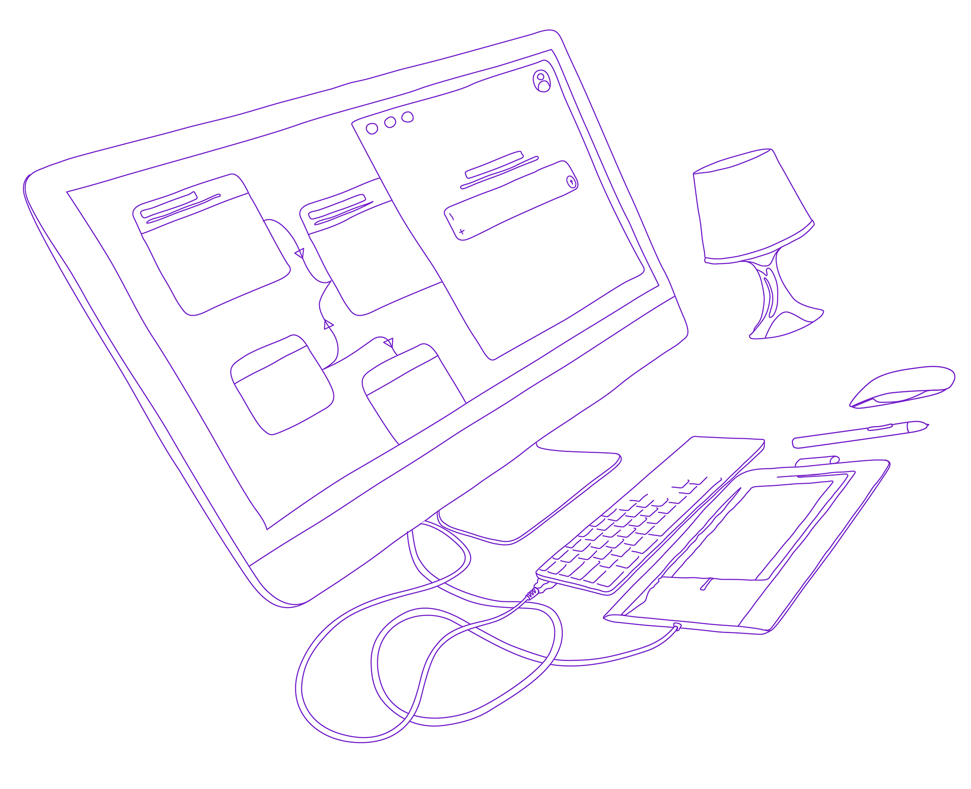 Outline style contact illustration