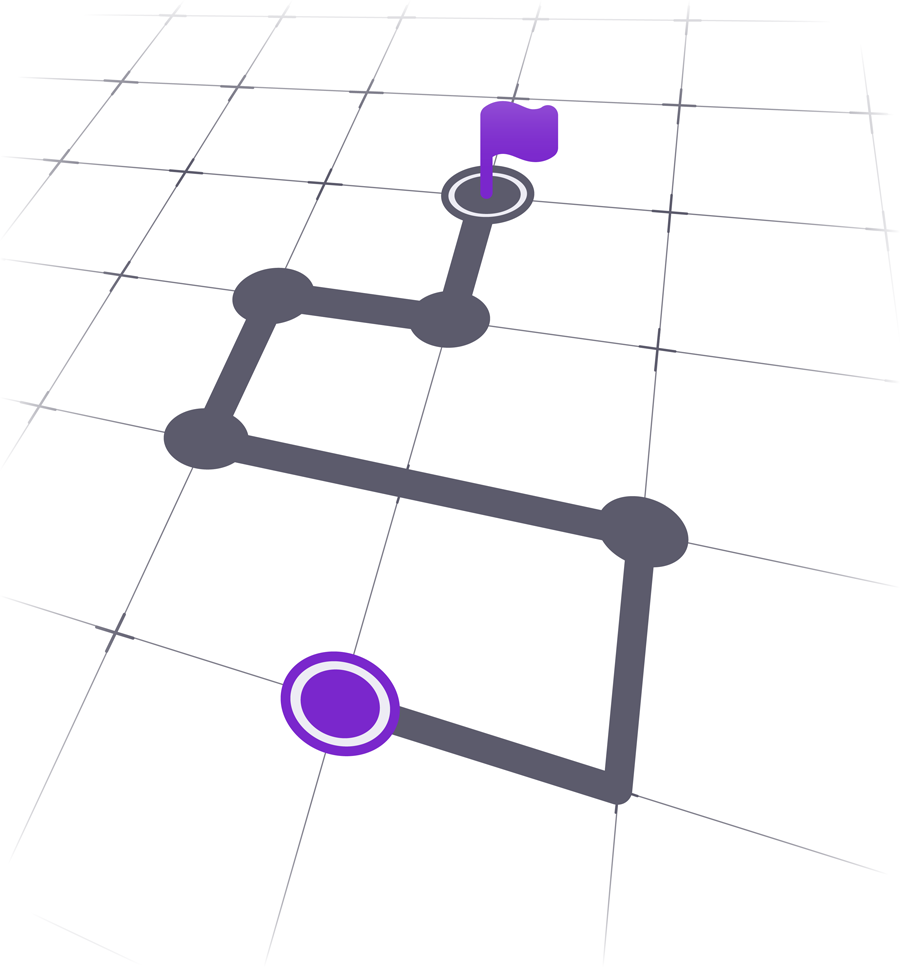 Ilustracja - wyznaczona droga od punktu staru do mety