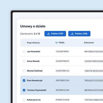 Projekt tabeli wielokolumnowej