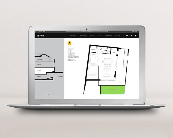 Laptop z widokiem strony inwestycji