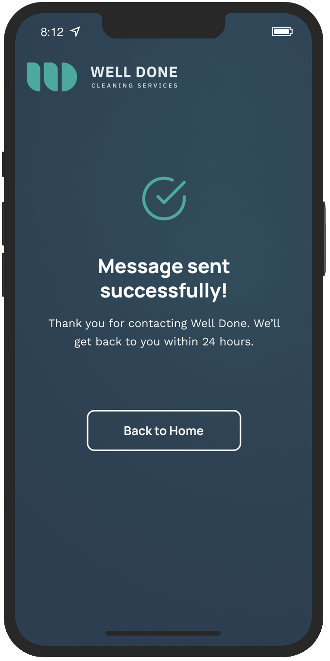 Podgląd formularza Well Done w widoku mobilnym